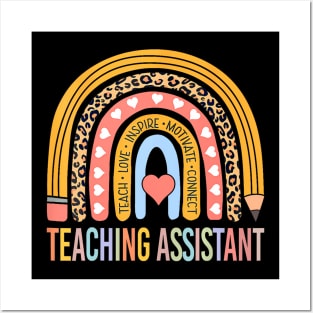 Teaching Assistant 100Th Day Of School Teacher Rainbow Posters and Art